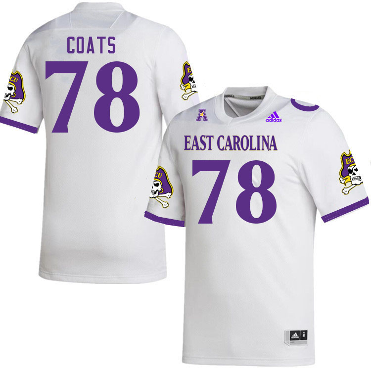 Men #78 William Coats ECU Pirates College Football Jerseys Stitched-White